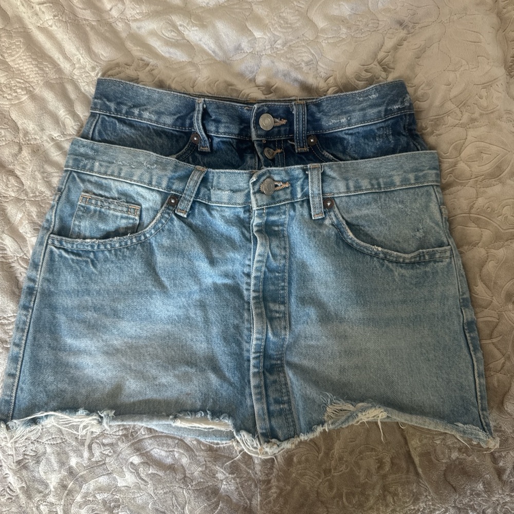 Zara Two-Tone Denim Mini Skirt